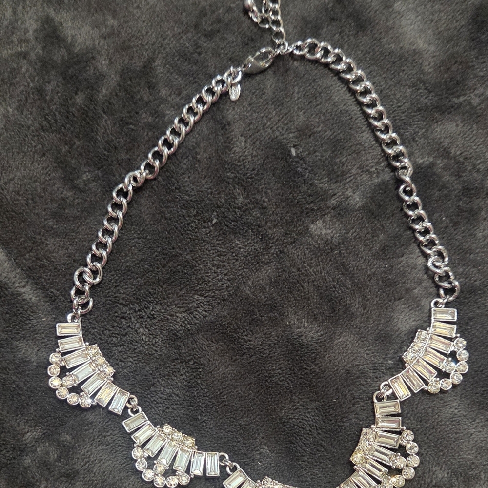 Premier Designs Silver Necklace with Crystal Details